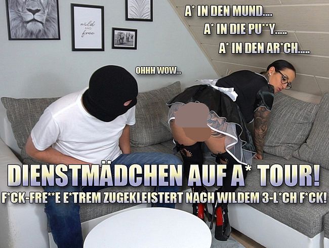 Dienstmäd**en auf AO Tour! fi**-Fresse Extrem zugekleistert nach wildem 3-Loch fi**!