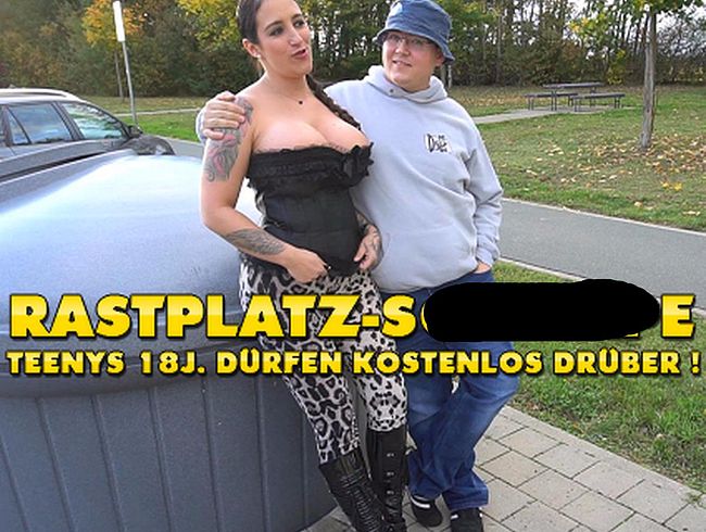 QueenParis Porno Video: Rastplatz-Schlampe ! 18 jährige Teenys dürfen kostenlos DRÜBER !!!